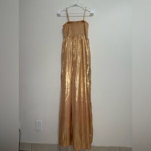 Free People Shiny Gold Jumpsuit